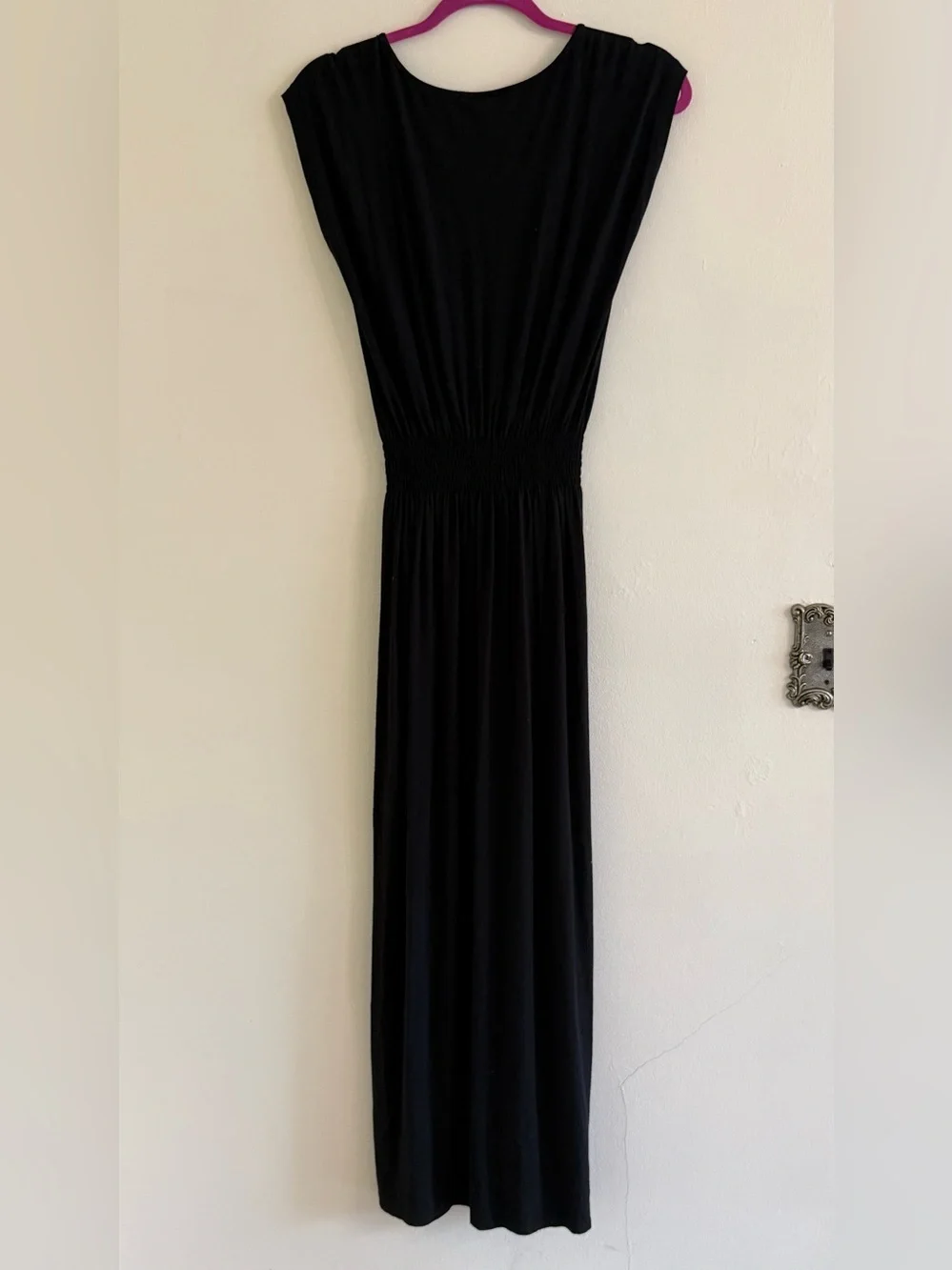 Ann Taylor Black V-Neck Smocked-Waist Maxi - Picture 6 of 8